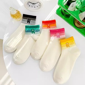 Women Ankle <b>Socks</b> Gradient Color Stripe Breathable Cotton <b>Polyester</b> Casual Low Cut Boat <b>Socks</b> - Product Image 3