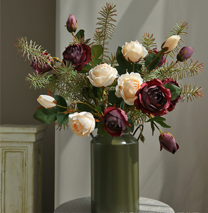 造花装飾ヴィンテージ秋のバラリビングルームテーブル装飾フラワーアレンジメント北欧ヴィンテージ写真撮影小道具 - Product Image 2