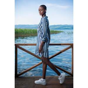 เดรสผ้าฝ้ายวิสโคสลำลองสำหรับผู้หญิง แขน 7/8 คอวี - Product Image 2