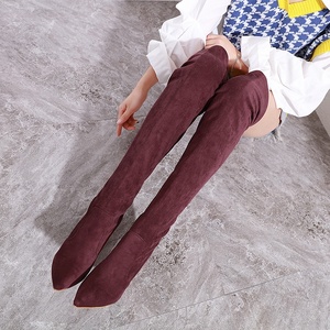 Stivali donna inverno tacco <span class=keywords><strong>alto</strong></span> elasticizzati pelle scamosciata a punta stivali alti Sexy coscia - Product Image 5