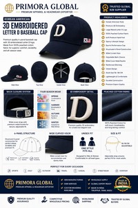Gorra de Béisbol con Letra D, 6 Paneles, Unisex, Ajustable, Hebilla Metálica, Algodón, Casual, 56-58cm - Product Image 2