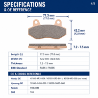 Plaquettes de frein moto frittées FA86 – Nouvelles plaquettes de disque avant pour CMX 250 Rebel, Hyosung GT 250, GV 250, Aquila ATV