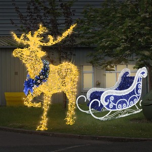 عيد الميلاد في الهواء الطلق كبيرة سانتا مزلقة 3d سانتا كلوز مزلقة الرنة ضوء عزر - Product Image 2