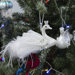 2022 New Christmas <b>Tree</b> Pendant Christmas Decoration Feather Simulation White Swan Christmas Decorations - Product Image 2