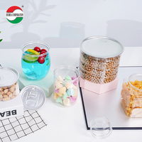 Boîte en plastique transparente en PET avec couvercle en aluminium, étanche et de qualité alimentaire sans BPA, pour le stockage de collations, de bonbons et de conserves