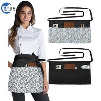 Tablier court noir imperméable pour serveur/serveuse avec poches, personnalisable avec logo, idéal pour bar et restaurant – Meilleures ventes