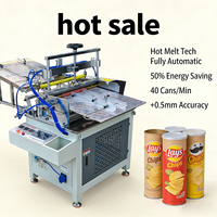 Machine automatique électrique PLC TB500 pour la fabrication de boîtes cadeaux rigides et de boîtes cylindriques avec étiqueteuse pour tubes en papier et colleuse d'étiquettes