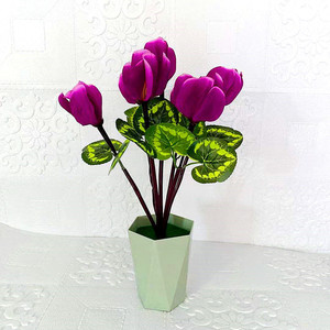 Plante artificielle cyclamen Qi Xing en pot, 39 cm, en plastique, décoration d'intérieur - Product Image 1