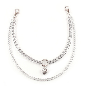 Cadena de cintura de doble capa con forma de corazón, de aleación de zinc dorada, cadena corporal de moda para mujer, para uso diario, estilo punk hip hop, cadena para pantalones. - Product Image 3