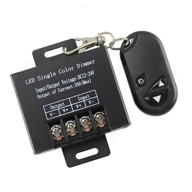 Single Color Dimmer Led 30A Black Aluminum RF Wireless Light Strip 12v 24v Low Voltage 3 Keys Remote Controllers