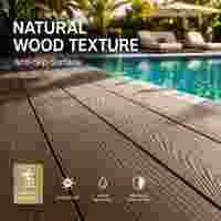 Planches de terrasse en WPC à relief 3D, grain de bois composite, revêtement de sol extérieur pour jardin, patio, balcon, taille personnalisée