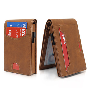Men's Genuine Leather <b>Wallet</b> With <b>RFID</b> <b>Blocking</b> Card Holder Slim Business Design For Everyday Use Light Brown Color - Product Image 1