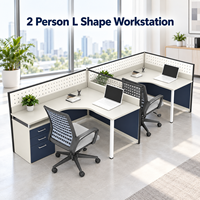 Poste de travail modulaire moderne pour bureau à aire ouverte avec rangement, bureau pour zone de travail partagée