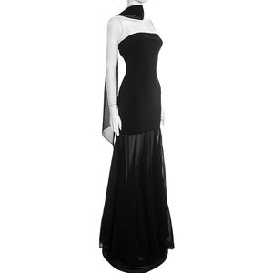 Vivibloook D25DS477 vestidos de noche para mujer Otoño Invierno recién llegados Sexy Color sólido gasa Patchwork fuera del hombro Maxi vestido - Product Image 3