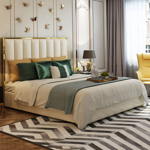 Muebles de almacenamiento de <span class=keywords><strong>dormitorio</strong></span> doble de gran capacidad de estilo europeo, caja de cama de madera de lujo ligera, cama de boda suave, productos transfronterizos - Product Image 3
