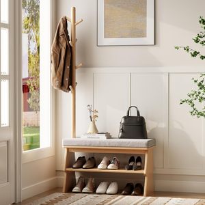 Perchero Moderno con 8 Ganchos para Zapatos, Banco Pequeño para Sala de Estar, <span class=keywords><strong>Dormitorio</strong></span> u Oficina - Muebles para el Hogar - Product Image 2