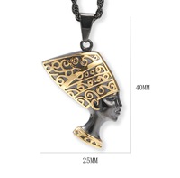 Collier en acier inoxydable plaqué or 18k avec pendentif reine égyptienne néfertiti cléopatra