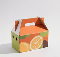 Boîtes d'emballage pour fruits en carton de grande capacité, personnalisées avec logo, vente en gros d'usine, boîtes portables avec poignée, boîtes cadeaux en papier kraft