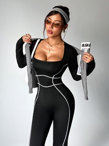 女式无缝纯色尼龙/氨纶瑜伽连身裤 - 透气四向弹力喇叭裤无袖健身服 - Product Image 6