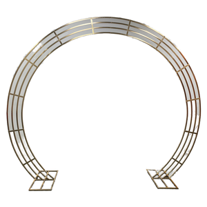 Arche de mariage en métal doré/argenté de grande taille, accessoires semi-circulaires en fer, toile de fond de mariage en plein air, décoration de scène organisée - Product Image 1