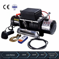 Treuil électrique miniature OEM étanche avec télécommande sans fil, freinage à coupure de courant, revêtement antirouille CE, 12V 24V CC, pour récupération de véhicules agricoles