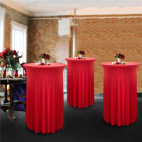 Nappe bleue couverture extensible hôtel conférence Cocktail Table couverture haut pied barre ronde couleur unie Table jupe rose