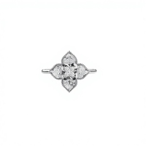 Anillo Floral de Lujo al por Mayor en Oro de 14K con Diamantes de 0.28 CTW y Diseño de Pétalos con Micro Pavé para Mujer, Ideal para Bodas y Fiestas - Product Image 1