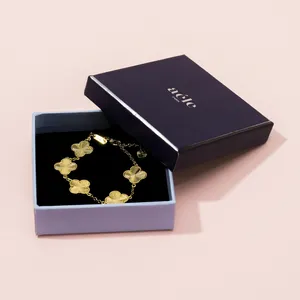 Pulseira de joias de luxo para presente, logotipo personalizado, caixa de papel para embalagem, pulseira de joias com logotipo impresso, embalagem exclusiva