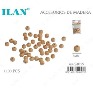 Perline in legno ILAN da 8 mm, rotonde, in legno naturale, accessori per la creazione di gioielli - Product Image 1