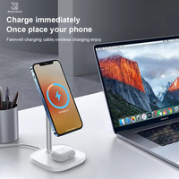 Support de charge magnétique, support de téléphone à angle réglable, station de charge sans fil 15W