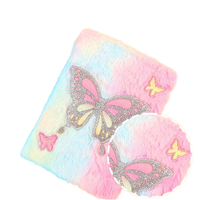 Vente en gros de taille A5 en peluche avec papillons de style imprimé grand livre pour étudiants carnet de notes à couverture en papier cadeau pour filles