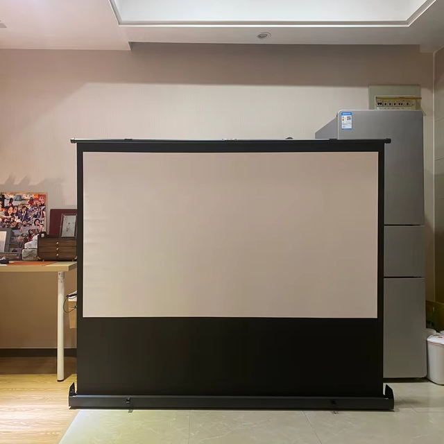 High Quality Pull up Rasing Floor Stand Projection Screen 60 72 84 92 100 110 120 Inch Portable Projector Screen