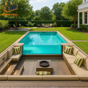 สระว่ายน้ำสำหรับครอบครัวขนาดใหญ่ 8x10 เมตร สระว่ายน้ำกลางแจ้งในสวนหลังบ้าน ทำจากไฟเบอร์กลาส FRP พร้อมอ่างจากุซซี่ในตัว - Product Image 5