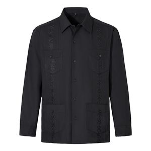 Camicie da <span class=keywords><strong>uomo</strong></span> in cotone poliestere messicane con bottone Casual a maniche lunghe <span class=keywords><strong>camicia</strong></span> da sposa da <span class=keywords><strong>spiaggia</strong></span> con 4 tasche - Product Image 4