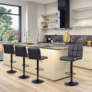 Grey barstools Bar ghế truy cập chiều cao điều chỉnh xoay phân với trở lại PU da nhà bếp truy cập Phân Đặt ghế ăn - Product Image 2
