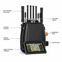 Système de surveillance du spectre RF portable, réseau de 9 antennes, boîtier robuste, terminal de contrôle par tablette, sac à dos pour la surveillance de l'espace aérien, OEM, 2 km