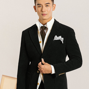 Nouveaux produits Costumes pour hommes <span class=keywords><strong>Costume</strong></span> Slim Fit à simple boutonnage pour <span class=keywords><strong>homme</strong></span> <span class=keywords><strong>Costume</strong></span> en velours côtelé Ensemble deux pièces - Product Image 6