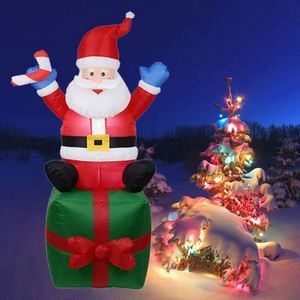 Père Noël gonflable lumineux en terylène fait main de 180 cm (6 pieds) sur boîte cadeau, pour intérieur et extérieur, jardin, hôtel, maison - Product Image 6
