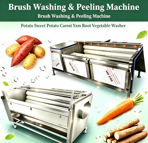 <b>Brush</b> Washing & Peeling Machine, Commercial <b>Vegetable</b> Fruit Washer, 304 Stainless Steel Cleaner For Potato Carrot Yam - Product Image 1