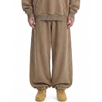 Pantalon de jogging doublé polaire délavé motif flocon de neige vintage de haute qualité, coupe décontractée avec revers élastiques, style streetwear rétro pour homme