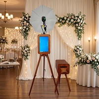 Cabina de Fotos de Madera de Doble Cara, Pantalla Táctil de 18.5 Pulgadas, Compatible con Cámara y iPad, para Bodas, Fiestas y Eventos de Alquiler Comercial