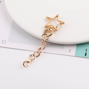 Llavero de cadena de estrellas con gancho metálico, accesorios DIY para bolsos, aleación de zinc chapada, mezcla de colores aleatorios: oro blanco, oro KC, bronce antiguo - Product Image 4