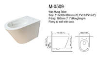 WC mural compact en céramique avec siphon en P 180 mm, fixation arrière, gain de place, blanc, équipement sanitaire