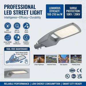 Lámpara LED de Calle para Exteriores de Alta Eficiencia 130lmW IP66 200W AC de Aleación de Aluminio para Estacionamientos y Carreteras con Ángulo de Haz de 120° - Product Image 5
