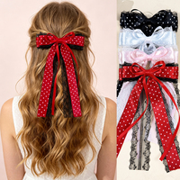 SASAacc Nouvelle épingle à cheveux coréenne à pois en dentelle avec nœud, un accessoire de coiffure doux et jeune au design ludique avec un nœud papillon.