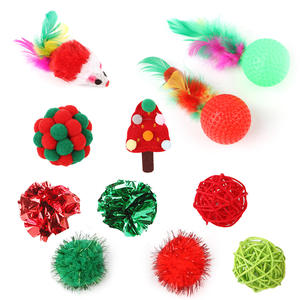 Nuevo Juego de Juguetes para Gatos de la Serie Navideña de Cross-Border Factory, Cabello Liso, Paquete con Cabeza de Tarjeta Navideña, Material de Pluma - Product Image 3