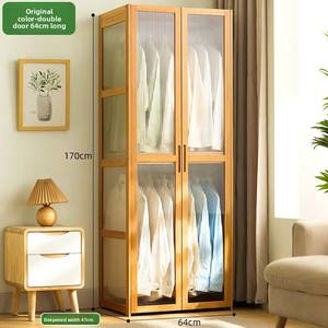 Armadio Moderno Economico in Bambù per Camera da Letto, Design Minimalista, Area Appendiabiti Semplice, Essenziale per Appartamenti in Affitto - Product Image 6