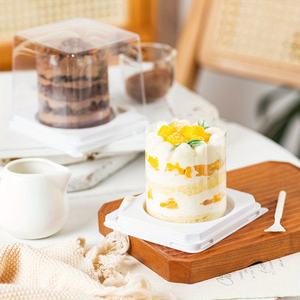 Emballage de desserts carré en plastique PET transparent jetable Boîtes <span class=keywords><strong>à</strong></span> gâteaux formées sous vide avec fourchette pour usage alimentaire - Product Image 4