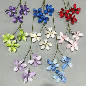 Bouquet de fleurs artificielles 3 têtes, fleurs en soie bleu flamme, réalistes, pour mariage et décoration intérieure - Product Image 2