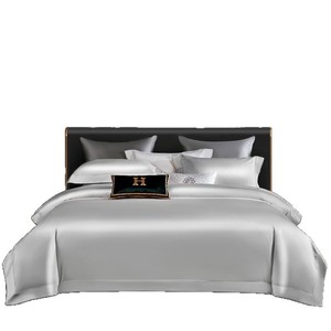 High-end 140-count Egyptian Cotton Bedding Set Solid <b>Color</b> Luxury Hotel Style 1.8m Bed Four Seasons Breathable Pure Cotton - Product Image 4